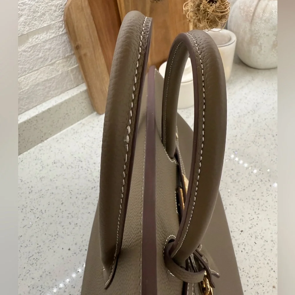 Birkin 35 Etoupe Togo inspired Taupe Leather Handbag with gold hardware - Picture 11 of 16
